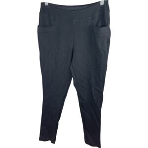 Belle by Kim Gravel Regular Ponte Triple Topstitch Ankle Leggings Black 10 Reg